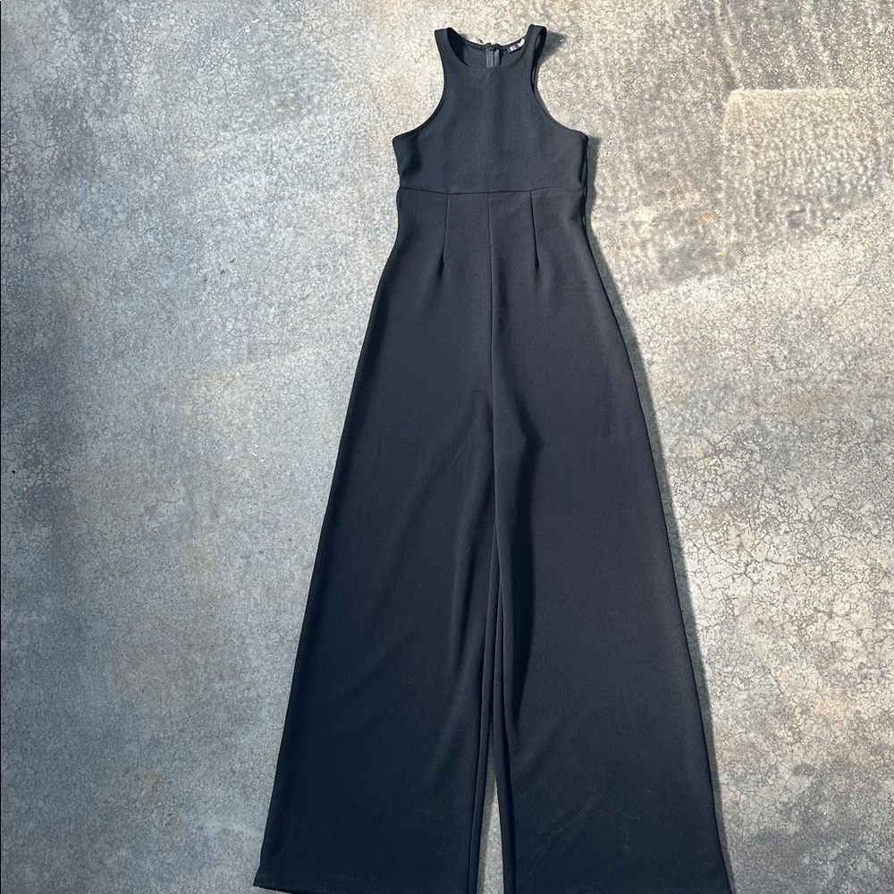 ZARA COLLECTION BLACK SLEEVELESS RACER BACK JUMPSUIT POLY CREPE SML